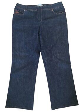 Marina Rinaldi Voyage Bootcut Jeans Size 12 Dark Wash Blue Denim Italy Plus